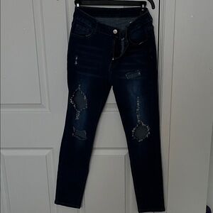 Dark Blue Distressed Women's Jeans